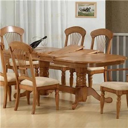 Double Pedestal Oval Dining Table With Double Butterfly Leaf